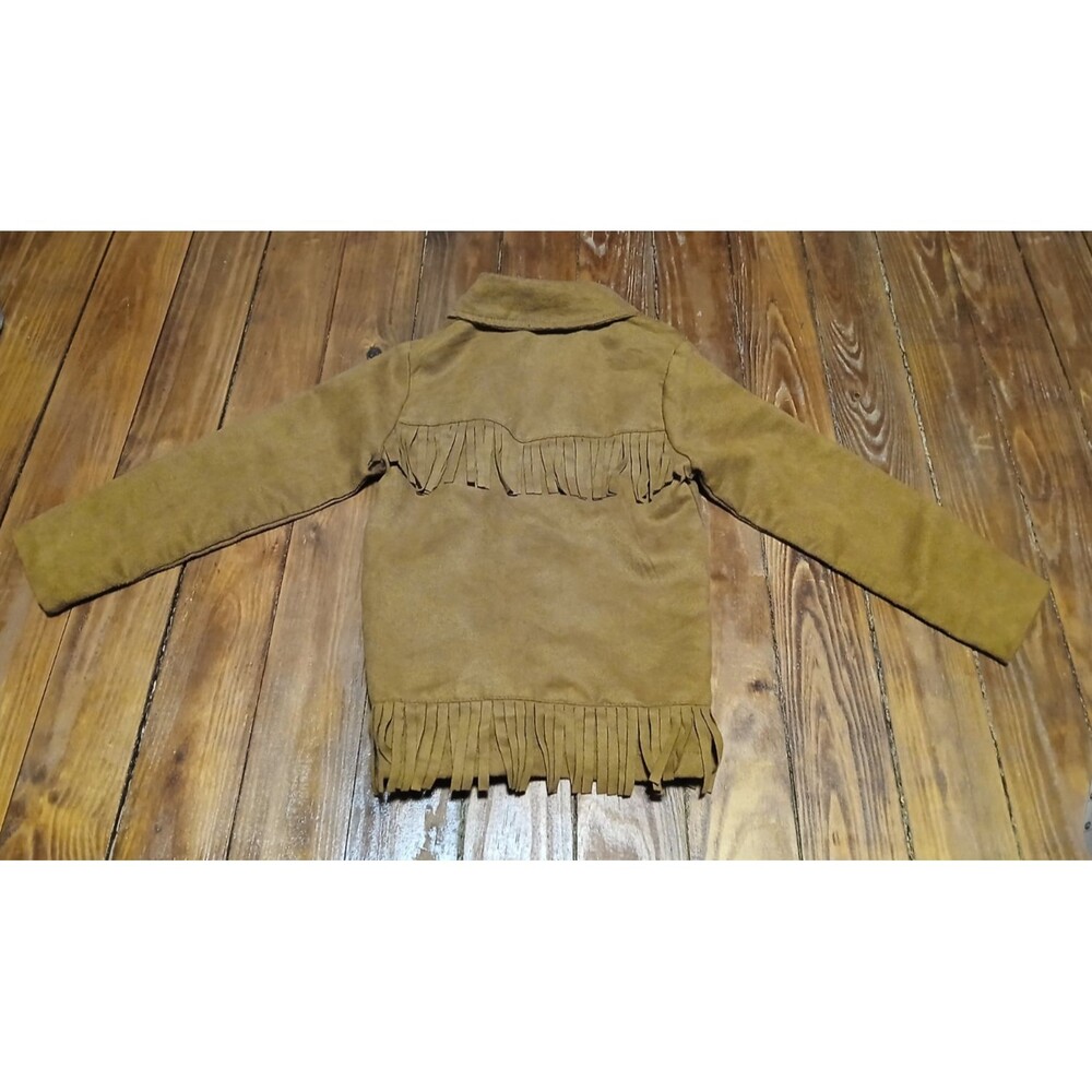 Little Maven by Tori Spelling Kids Faux Suede Fringe  Brown Jacket 5Y - Picture 3 of 10